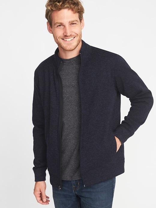 Old Navy Mens Mock-neck Sweater-knit Fleece Jacket For Men Lost At Sea Navy Size Xxxl