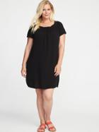 Old Navy Womens Smocked-neck Plus-size Shift Dress Black Size 4x