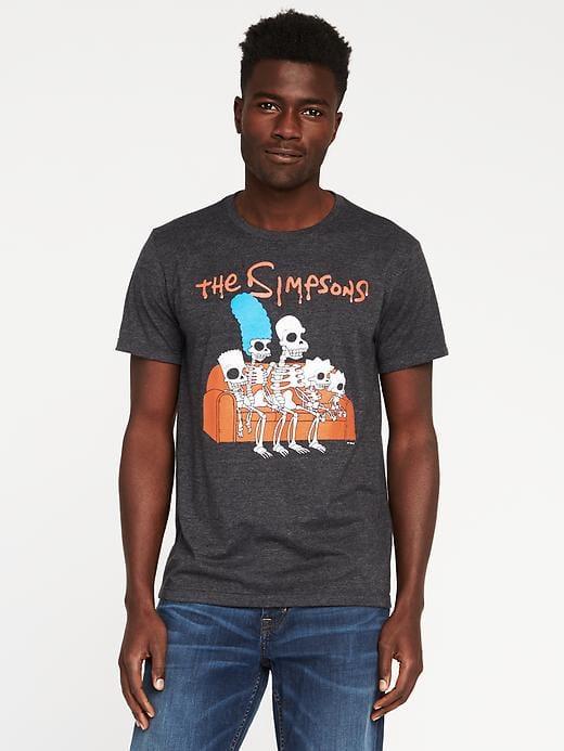 Old Navy The Simpsons Skeletons Tee For Men - Blackjack