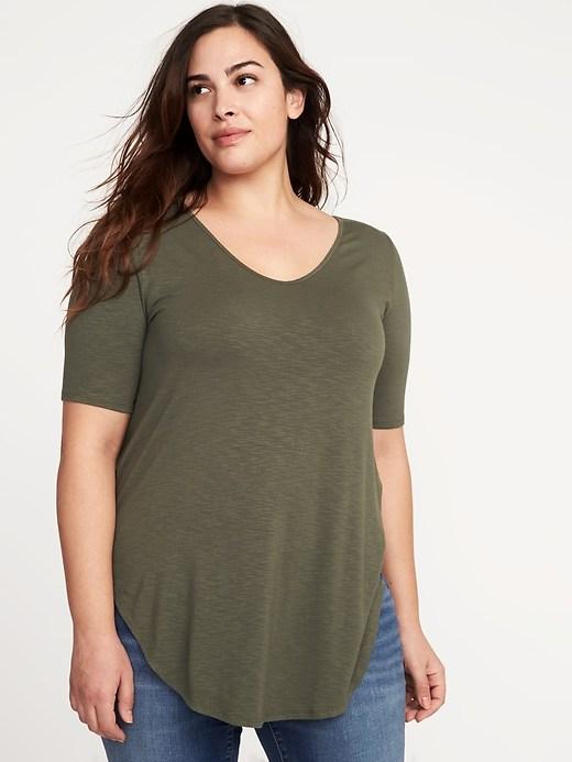 Old Navy Womens Slub-knit Plus-size Hi-lo Hem Tee About Thyme Size 2x