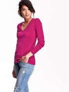 Old Navy Womens Perfect V Neck Tees Size L Tall - Fuchsia Revenue