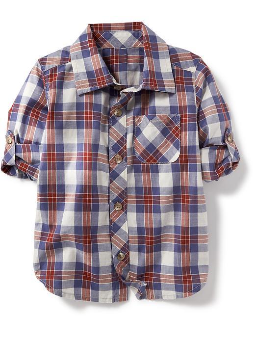 Old Navy Plaid Poplin Shirt - Blue/red Plaid