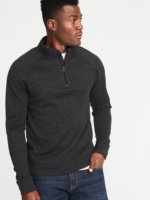 Old Navy Mens Mock-neck 1/4-zip Fleece-knit Pullover For Men Slate Heather Size Xxl