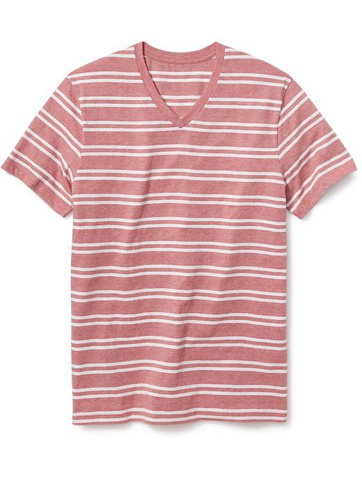 Old Navy Mens V Neck Tee - Red Stripe