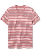 Old Navy Mens V Neck Tee - Red Stripe