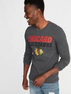Old Navy Mens Nhl Team-graphic Thermal-knit Tee For Men Chicago Blackhawks Size S