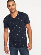 Old Navy Mens Soft-washed Printed Perfect-fit V-neck Tee For Men Seahorse Navy Size Xl