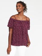 Old Navy Off The Shoulder Swing Top For Women - Burgundy Floral