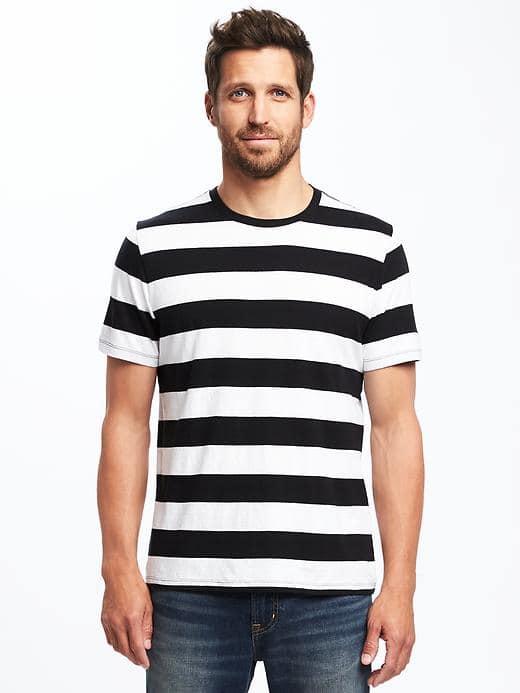 Old Navy Striped Crew Neck Tee For Men - Black