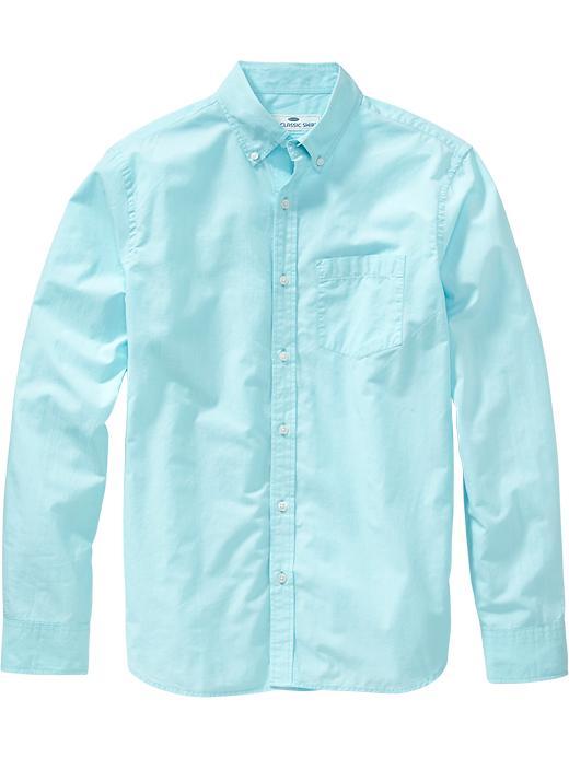 Old Navy Mens Slim Fit Button Front Shirts - Pool Paint Solid