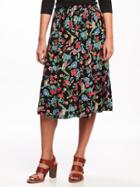 Old Navy Floral Midi Skirt For Women - Black Floral