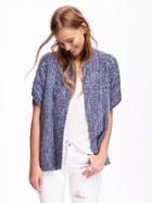 Old Navy Mixed Textured Open Front Cardigan For Women - Blue Marl
