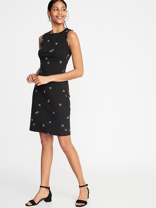 Printed Ponte-knit Sheath Dress For Women