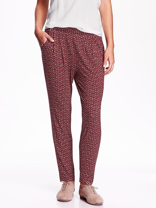 Old Navy Womens Printed Soft Pants Size L Tall - Red Print
