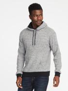 Old Navy Mens Thermal-knit Color-block Hoodie For Men Heather Gray Size M