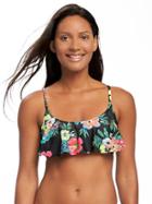Old Navy Ruffle Trim Bandeau Bikini Top For Women - Black Floral