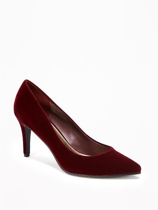 Old Navy Velvet Pumps For Women - Wine Purple
