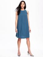Old Navy Pleated High Neck Tank Dress For Women - Show And Teal