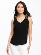 Old Navy Relaxed Lace Yoke Top For Women - Blackjack