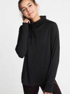 Old Navy Womens Micro-stripe Funnel-neck Performance Pullover For Women Black Size Xs