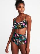 Old Navy Womens Ruffle-trim Swim Top For Women Multi Floral Size Xl