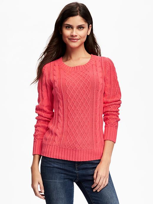 Old Navy Classic Cable Knit Pullover For Women - Candy Land Neon Cotton
