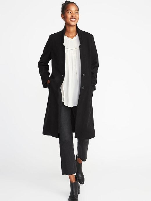 Old Navy Womens Long Brushed Flannel Coat For Women Blackjack Size Xs
