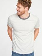 Old Navy Mens Soft-washe Crew-neck Ringer Tee For Men On White Heather Size M