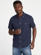 Old Navy Mens Regular-fit Linen-blend Shirt For Men Navy Size M