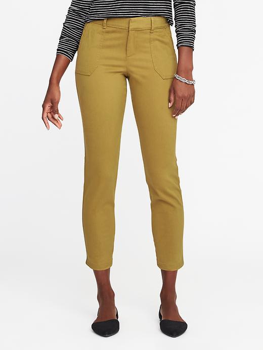 Old Navy Womens Mid-rise Sateen Utility Pixie Chinos For Women Jungle Grove Size 14