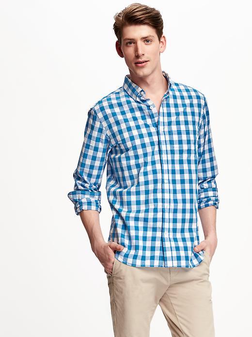 Old Navy Regular Fit Classic Plaid Shirt For Men - Blue Voltage