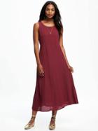 Old Navy Patterned Midi Swing Dress For Women - Cranberry Cocktail