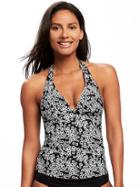 Old Navy Underwire Halter Tankini Top For Women - Black Floral