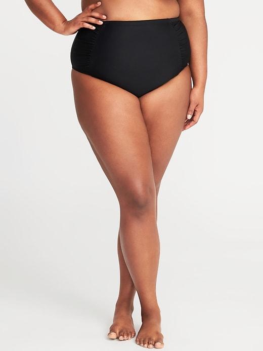 Old Navy Womens High-rise Smooth & Slim Plus-size Swim Bottoms Ebony Size 1x