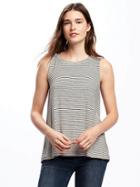 Old Navy Relaxed Tulip Back Jersey Sleeveless Top For Women - Black/gray Stripe