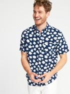 Old Navy Mens Slim-fit Seersucker Shirt For Men Navy Floral Size M