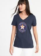 Old Navy Womens Mlb Team Graphic V-neck Tee For Women Houston Astros Size L