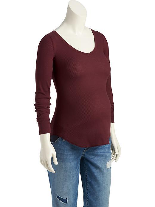 Old Navy Waffle Knit V Neck Tee Size L - Marion Berry