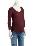 Old Navy Waffle Knit V Neck Tee Size L - Marion Berry