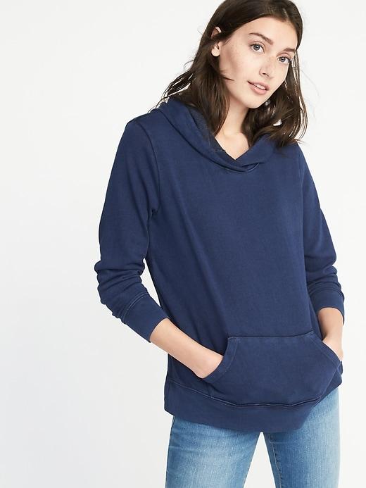 Old Navy Womens Garment-dyed Fleece Pullover Hoodie For Women Lost At Sea Navy Size Xs