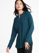 Old Navy Womens Lightweight Printed Tunic Shirt For Women I Feel Teal Dot Size M
