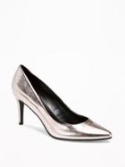 Old Navy Classic Metallic Pumps For Women - Pewter