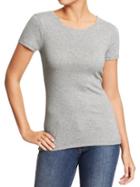 Old Navy Womens Perfect Crew Neck Tees - Light Heather Gray