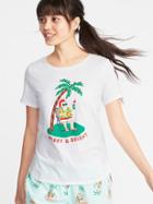 Old Navy Womens Everywear Holiday-graphic Tee For Women Merry & Bright Size M