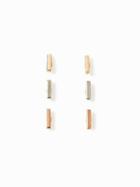 Old Navy Womens Bar-stud Earring 3-pack For Women Mixed Metal Size One Size
