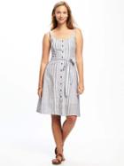 Old Navy Striped Tie Belt Midi Dress For Women - Blue Stripe