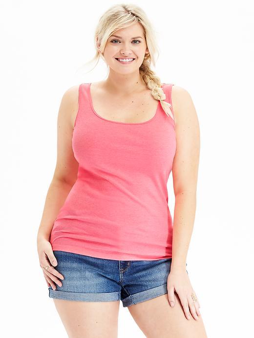Old Navy Womens Plus Perfect Rib Knit Tanks Size 1x Plus - Pink Dream Neon Cotton