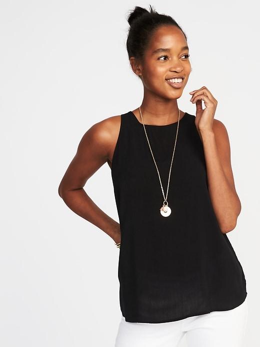 Old Navy Womens Relaxed Sleeveless High-neck Top For Women Blackjack Size M