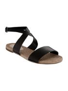 Old Navy Faux Leather Ankle Strap Sandals For Women - Black