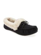Old Navy Suedes Sherpa Trim Moccasin Slippers Size 10 - Black